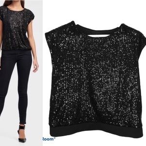 NWT Sequin Top Dress Shirt Wedding Disco Blouse Casual Wear Beaded Sleeveless XS